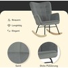 Fotelis "HOMCOM" supamasis krėslas, supamasis krėslas su aksomo išvaizda, porankis, krėslas su mediniais bėgiais, gulimas krėslas svetainei, miegamajam, tamsiai pilkas