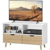"HOMCOM" televizoriaus spintelė su 2 lentynomis ir stalčiumi, 99 cm ilgio TV staliukas televizoriui, televizoriaus lenta svetainėje, balta