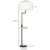 HOMCOM toršeras, pastatoma lempa su lentynėle, 40 W lempa su USB jungtimi, pastatomas šviestuvas, plienas, kreminė spalva, Ø40 x 168 cm, lemputė nepridedama