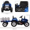 HOMCOM Traktoriaus priekaba Vaikai važinėja traktoriumi Nuotolinio valdymo elektrinis automobilis MP3 žibintai 3-6KM/H 3-6 metų mėlyna