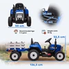 HOMCOM traktorius su priekaba vaikams, važiuojamas elektromobilis su nuotolinio valdymo pulteliu, MP3 grotuvu, žibintais, 3-6 km/h, 3-6 metams, mėlynas
