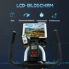 "HOMCOM" treniruoklis su LCD ekranu, reguliuojama sėdynė, ratai, uždaras treniruoklis su puodelio laikikliu namams, plienas, baltas