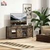 HOMCOM TV spintelė, TV staliukas, skirtas televizoriams iki 60 colių, žemas staliukas su 2 spintelėmis ir 2 lentynomis, TV spintelė svetainėje, 120 x 40 x 54 cm, rudos spalvos