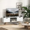HOMCOM TV spintelė, TV staliukas, skirtas televizoriams iki 65 colių, žemas stalelis su 2 spintelėmis ir 2 lentynomis, TV spintelė svetainėje, 150 x 39 x 50 cm, balta