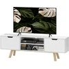 HOMCOM TV spintelė, TV staliukas, skirtas televizoriams iki 65 colių, žemas stalelis su 2 spintelėmis ir 2 lentynomis, TV spintelė svetainėje, 150 x 39 x 50 cm, balta