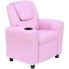 HOMCOM vaikiška sofa atlenkiama funkcija vaikiškas fotelis 3-6 metų rožinis puodelio laikiklis 62x56x69cm