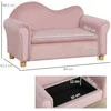 HOMCOM Vaikiška sofa su daiktadėže Rausva vilnonė dvivietė 3-5 metų 84x41.5x48.5cm