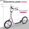 HOMCOM vaikiškas paspirtukas, 16 colių motoroleris su pneumatinėmis padangomis, reguliuojamo aukščio paspirtukas, rožinės spalvos kickscooter vaikams nuo 5 metų