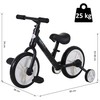 HOMCOM vaikiškas balansinis dviratukas su mokomaisiais ratukais, pedalais, reguliuojamo aukščio sėdynė, skirtas 2-5 metų vaikams, PP, juodas