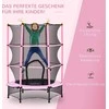 HOMCOM vaikiškas batutas Ø140 cm, batutas su apsauginiu tinklu, kraštų apsauga, sodo batutas 3-10 metų vaikams, maks. apkrova 50 kg, rožinės spalvos