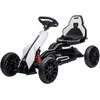 HOMCOM vaikiškas elektrinis gokartas 12 V 3-5 km/h dreifavimo kartingas su 2 reguliuojamais režimais, saugos diržu, vairu, gokart vaikiška transporto priemonė vaikams nuo 3 iki 8 metų, balta