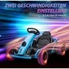 HOMCOM Vaikiškas elektrinis kartingas 24 V drifto kartingas su lėtuoju startu, muzika, garso signalu ir saugos diržu, vaikiška transporto priemonė 8-12 metų vaikams, mėlyna