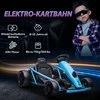 HOMCOM Vaikiškas elektrinis kartingas 24 V drifto kartingas su lėtuoju startu, muzika, garso signalu ir saugos diržu, vaikiška transporto priemonė 8-12 metų vaikams, mėlyna