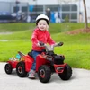 HOMCOM vaikiškas elektrinis keturratis 6V, vaikiška transporto priemonė, elektromobilis su priekaba vaikams 1,5–3 metų, 2,5 km/val., metalas, 106 x 41,5 x 48,5 cm, raudona