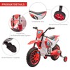 HOMCOM vaikiškas elektrinis motociklas, 12V, su 2 nuimamais pagalbiniais ratukais, raudonas, vaikams nuo 3 metų