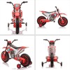 HOMCOM vaikiškas elektrinis motociklas, 12V, su 2 nuimamais pagalbiniais ratukais, raudonas, vaikams nuo 3 metų