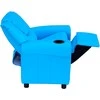 HOMCOM Vaikiškas fotelis su atsilenkimo funkcija Mini sofa 3-6 metų vaikams, mėlynos spalvos, su įmontuotu puodelio laikikliu, 62x52x69 cm