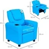 HOMCOM vaikiškas fotelis su atsilenkimo funkcija, mini sofa 3–6 metų vaikams, mėlyna, su įmontuotu puodelio laikikliu, 62x52x69 cm