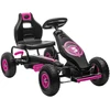 HOMCOM vaikiškas kartingas, reguliuojama sėdynė, guminės padangos, pedalai ir rankinis stabdis, pedalinis automobilis 5–12 metų vaikams, lauko, rožinė