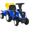 Homcom Vaikiškas paspiriamas automobilis traktoriukas NEW HOLLAND su priekaba - Mėlyna