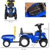 Homcom Vaikiškas paspiriamas automobilis traktoriukas NEW HOLLAND su priekaba - Mėlyna