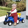 Homcom Vaikiškas paspiriamas automobilis traktoriukas NEW HOLLAND su priekaba - Mėlyna