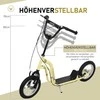 Homcom Vaikiškas paspirtukas nuo 5 metų su pneumatinėmis padangomis 12 colių, Smėlio spalvos 120 x 58 x 85-95 cm