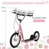 HOMCOM Vaikiškas paspirtukas su stabdžiais 16/12 colių paspirtukas pedalinis paspirtukas miesto paspirtukas vaikų paspirtukas kickboard 5+ metų vaikams rožinis 135 x 58 x 92-100 cm