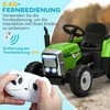 HOMCOM elektrinis traktorius su priekaba, vaikiškas elektromobilis su nuotolinio valdymo pulteliu, vaikiškas traktorius su MP3 funkcija, priekiniai žibintai