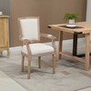 HOMCOM valgomojo kėdė, virtuvinė kėdė su porankiais ir lininiu audiniu, vintažinio stiliaus minkšta kėdė, iki 150 kg, 59x63,5x96 cm