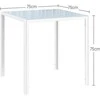 HOMCOM valgomojo stalas, kvadratinis virtuvinis stalas 4 asmenims, iš grūdinto stiklo, keliamoji galia iki 80 kg, virtuvei, valgomajam, 75 x 75 x 75 cm, baltas
