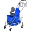 HOMCOM Valymo vežimėlis Namų ūkio vežimėlis Profesionalus žandikaulių preso kibiras 26 L + laikymo krepšys Mėlyna 73L x 45W x 95H cm
