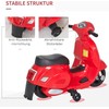 HOMCOM VESPA elektrinis vaikiškas motociklas, 18-36 mėn., 3 km/h, LED šviesos, garsas, PP plastikas, metalas, raudonas, 66,5 x 38 x 52 cm