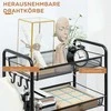 "HOMCOM" vežimėlis, 4 lentynų ir 5 krepšių serviravimo vežimėlis, sandėliavimo vežimėlis su rankena, virtuvės vežimėlis virtuvei, svetainei, plienas, juodas