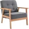Fotelis HOMCOM Viengulė sofa-lovos kėdė, minkšta kėdė su porankiais, medinis rėmas, linas, pilka, 64,5x70x74cm