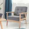 Fotelis HOMCOM Viengulė sofa-lovos kėdė, minkšta kėdė su porankiais, medinis rėmas, linas, pilka, 64,5x70x74cm