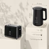 Skrudintuvas HOMCOM virdulio ir skrudintuvo rinkinys, 1,5 l virdulys, 2 skrudintuvo angos, 2200 W pusryčių rinkinys su 7 skrudinimo lygiais, atitirpinimo ir pašildymo funkcija, automatinio išsijungimo funkcija ir trupinių padėklu, juodas