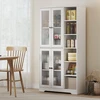 HOMCOM virtuvinė spintelė su stiklinėmis durelėmis, lentynomis, atviromis lentynėlėmis, 172 cm aukščio, MDF, balta