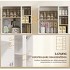 HOMCOM virtuvinė spintelė su stiklinėmis durelėmis, lentynomis, atviromis lentynėlėmis, 172 cm aukščio, MDF, balta