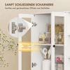 HOMCOM virtuvinė spintelė su stiklinėmis durelėmis, lentynomis, atviromis lentynėlėmis, 172 cm aukščio, MDF, balta