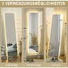 "HOMCOM" Viso ilgio veidrodis, 150 x 40 cm dydžio stovintis veidrodis su LED apšvietimu, 3 šviesos spalvos, sieninis veidrodis su stovu, jutiklinis jungiklis, skirtas miegamajam, svetainei, skaidrus