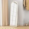 HOMCOM viso kūno veidrodis, 50 x 160 cm, pastatomas, montuojamas ant sienos, su lankiniu rėmu, baltas