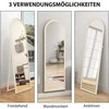 HOMCOM viso kūno veidrodis, 50 x 160 cm, pastatomas, montuojamas ant sienos, su lankiniu rėmu, baltas