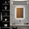 HOMCOM vonios veidrodis su apšvietimu 70 x 50 cm, LED veidrodis su atminties funkcija, sieninis veidrodis su jutikliniu jungikliu, nerasojantis apšviečiamas veidrodis su 3 šviesos spalvomis, baltas