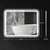 HOMCOM vonios veidrodis su apšvietimu 70x90 cm, LED veidrodis, sieninis veidrodis su Bluetooth muzikos funkcija, laikrodis, jutiklinis jungiklis, atminties funkcija, šviesos veidrodis be rasojimo, su 3 šviesos spalvomis, sidabrinis