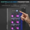 HOMCOM vyno šaldytuvas 12 butelių 30L 8-18℃ dvigubas termoelektrinis butelių šaldytuvas su stiklinėmis durelėmis, gėrimų šaldytuvas su LED apšvietimu, mažas vyno šaldytuvas su jutikliniu ekranu, juodas