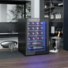 HOMCOM vyno šaldytuvas, 20 butelių, 53 l, 5–18 ℃, kompresorinis gėrimų šaldytuvas su anti-UV stiklo durelėmis, butelių šaldytuvas su LED apšvietimu, mažas vyno šaldytuvas su jutikliniu ekranu, juodas