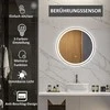 kleankin vonios veidrodis, vonios veidrodis su LED apšvietimu, Ø 60 cm šviečiantis veidrodis su jutikline funkcija, atminties funkcija, apsauga nuo rasojimo, su aliuminio rėmu