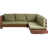 Lauko baldų komplektas Beliani 5 vietų kampinė sodo sofa MARETTIMO dešininė, žalia, sertifikuota akacijos mediena