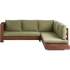Lauko baldų komplektas Beliani 5 vietų kampinė sodo sofa MARETTIMO dešininė, žalia, sertifikuota akacijos mediena